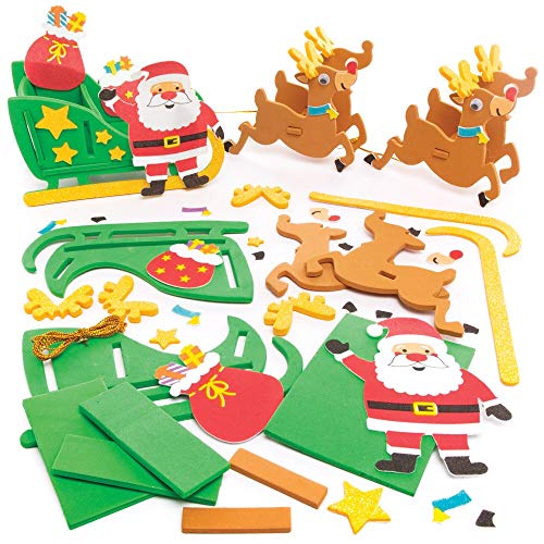 Baker Ross AT175 Rentier & Schlitten-Bastelsets (Packung mit 2) - Weihnachtliche Kunst und Bastelhandwerk, Mittel, Sortiert von Baker Ross