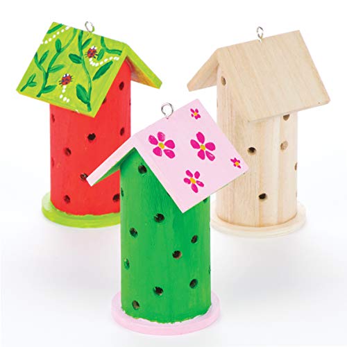 Baker Ross AV954 Marienkäfer-Häuschen aus Holz für Kinder zum Basteln und Gestalten (2 Stück), 13cmx7cm, Holzfarben von Baker Ross