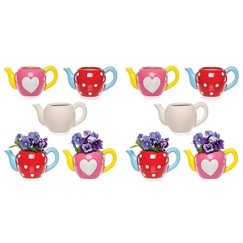 Baker Ross AV983 Ross Keramik-Blumentöpfe „Teekanne“ für Kinder zum Gestalten, Bemalen und Verzieren - Kreatives Bastelset für Kinder/Erwachsene (2 Stück), 9cm x 16cm (Packung mit 2) von Baker Ross