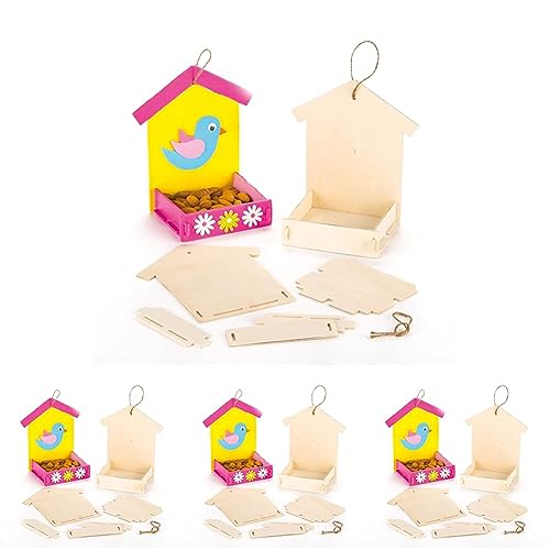 Baker Ross Bastelsets für Futterhäuschen aus Holz für Kinder zum Bemalen, Gestalten und Aufhängen (3 Stück) (Packung mit 4) von Baker Ross