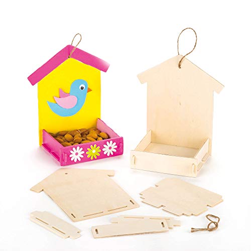 Baker Ross Bastelsets für Futterhäuschen aus Holz für Kinder zum Bemalen, Gestalten und Aufhängen (3 Stück), Holzfarben von Baker Ross
