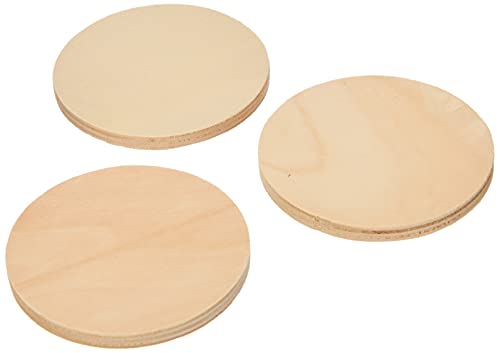 Baker Ross EK613 Blanko Holzuntersetzer - rund - für Kinder zum Bemalen - Geschenkidee - 10 Stück, 85 mm, Holzfarben von Baker Ross