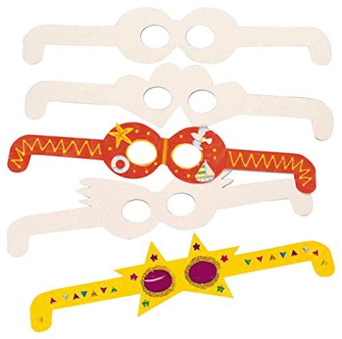 Baker Ross ET608 Ross Blanko-Pappformen „Brille" für Kinder zum Bemalen, Dekorieren und Gestalten zum Fasching & Karneval - (12 Stück), Weiß, 35 cm von Baker Ross