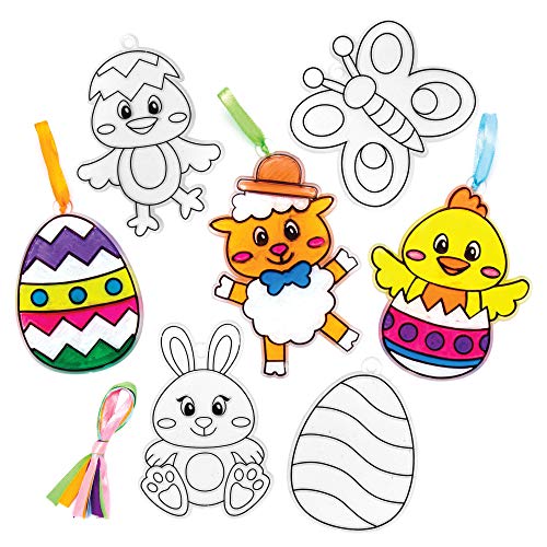 Baker Ross Deko-Anhänger „Ostern“ mit Buntglas-Effekt (10 Stück) – Bastelidee zu Ostern für Kinder zum Gestalten und Dekorieren, Blau von Baker Ross