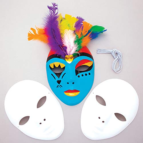 Baker Ross E1144 Ross Masken aus Plastik zum Basteln und Bemalen für Kinder ideal zum Kindergeburtstag und Karneval - 6 Stück, 20 x 15 cm, Weiß von Baker Ross