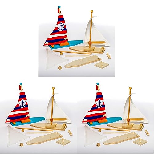 Baker Ross EF666 Ross Holz-Bastelsets „Segelboot“ - für Kinder zum Basteln und Bemalen - toll als Dekoration (2 Stück), 19 cm, Holzfarben (Packung mit 3) von Baker Ross