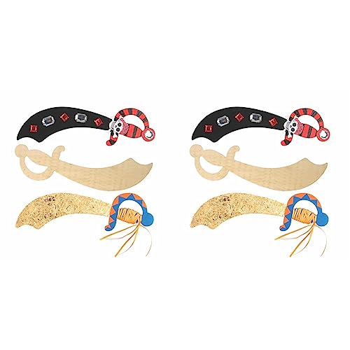 Baker Ross EF695 Ross Piratenschwerter aus Holz für Kinder zum Dekorieren - für Kindergeburtstag und Party (4 Stück), 28 cm (Packung mit 2) von Baker Ross