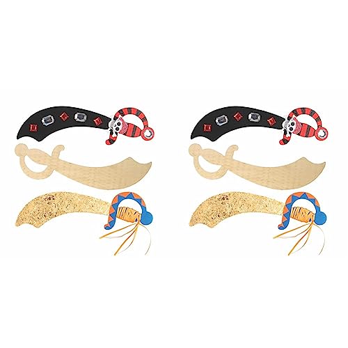 Baker Ross EF695 Ross Piratenschwerter aus Holz für Kinder zum Dekorieren - für Kindergeburtstag und Party (4 Stück), 28 cm (Packung mit 2) von Baker Ross