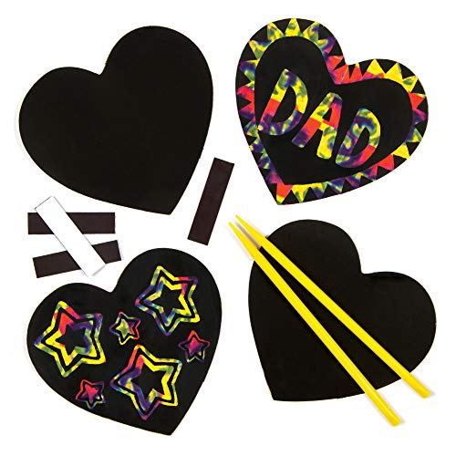 Baker Ross EK2413 Kratzbild-Magneten - Herz - scratch art für Kinder zum Basteln ideal zum Valentinstag und Muttertag (10 Stück), 9,5 cm, Sortiert von Baker Ross