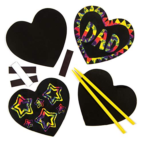 Baker Ross EK2413 Kratzbild-Magneten - Herz - scratch art für Kinder zum Basteln ideal zum Valentinstag und Muttertag (10 Stück), 9,5 cm von Baker Ross