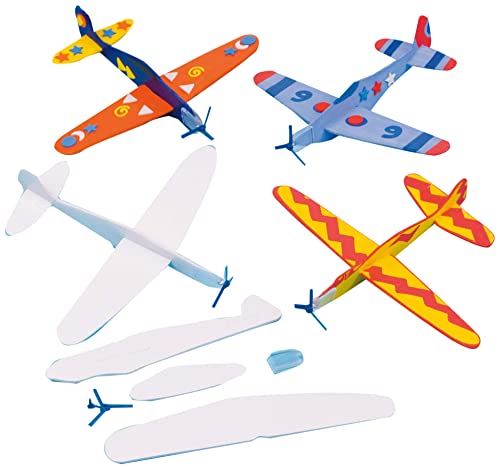 Baker Ross EV1813 Gleitflugzeuge zum Spielen für Kinder – mit Filzstiften oder Bastelfarben bemalen – als Preis und Mitgebsel für den Kindergeburtstag (8 Stück), Sortiert von Baker Ross