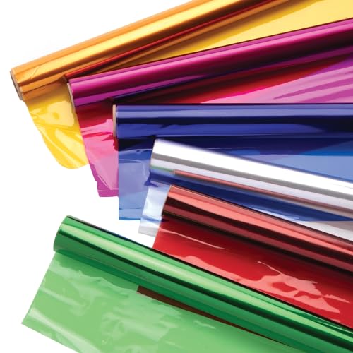 Baker Ross EX541 Colored Cellophane Craft (Box mit 6 Rollen) Für Kinder zur Dekoration und Präsentation, Bastelmaterial für Schultüten, Cellulosehydrat, sortiert, 4.5m x 50cm, 6 stück von Baker Ross