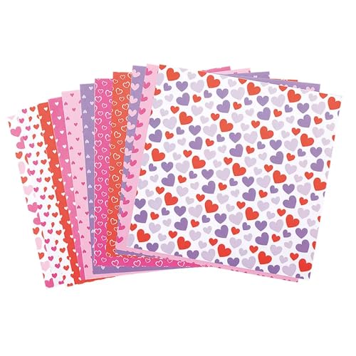 Baker Ross Herz Papier in Pastellfarben - 48 Stück, Valentinstag Bastelpapier mit verschiedenen Mustern für Kinder (FC672) von Baker Ross