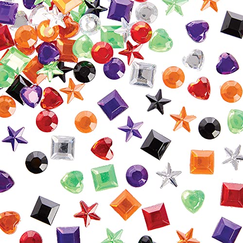 Baker Ross FX120 Selbstklebende Schmucksteine-200 Stück, Edelsteine in Halloweenfarben für Kinder zur Kartenherstellung, zum Basteln und Dekorieren an Halloween von Baker Ross
