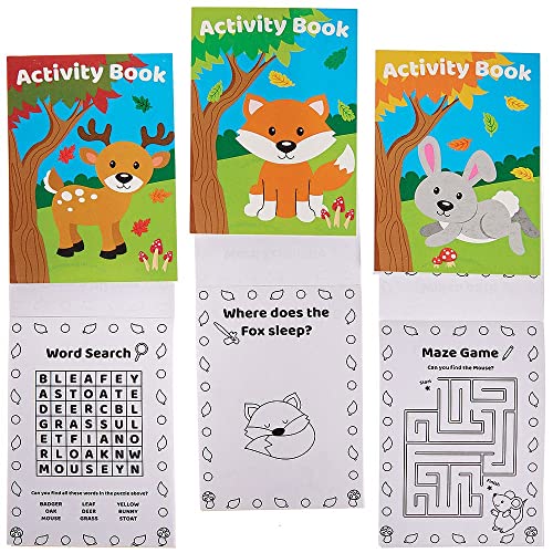 Baker Ross FX157 Waldtiere Mini Aktivitäten Bücher-12er Pack, Puzzles und Malen nach Zahlen für Kinder ab 3 Jahren, Mittel von Baker Ross