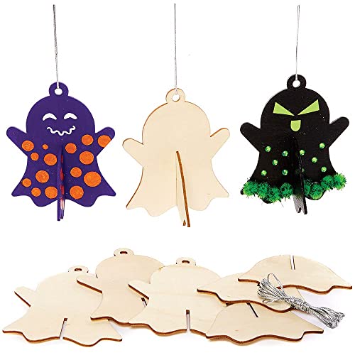 Baker Ross FX182 Geister 3D Dekorationen aus Holz-6er Pack, Kleine Bausätze, Basteln an Halloween für Kinder, Silberne Baker Ross FX182 Geister 3D Dekorationen aus Holz-6er Pack, Kleine Bausätze, Basteln an Halloween für Kinder, Silberne von Baker Ross