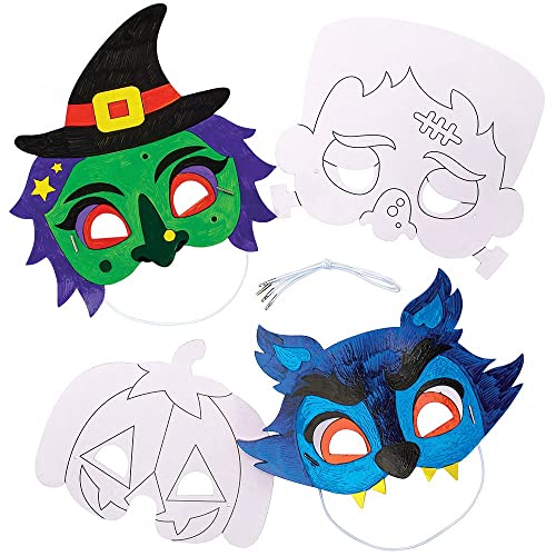 Baker Ross FX231 Halloween Maske zum Ausmalen für Kinder-8er Pack, Kindermasken Bastelset zum Bemalen und Dekorieren, Ideal für den Kindergeburtstag von Baker Ross
