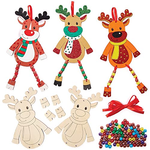 Baker Ross FX238 Rentier Holz Bastelset mit Perlen für Kinder-5er Pack, Baumelbeine Set für Kinder Dekorieren, Ideal für Kindergeburtstag Basteln, Braun,Gelb,Rot Baker Ross FX238 Rentier Holz Bastelset mit Perlen für Kinder-5er Pack, Baumelbeine Set für Kinder Dekorieren, Ideal für Kindergeburtstag Basteln, Braun,Gelb,Rot von Baker Ross