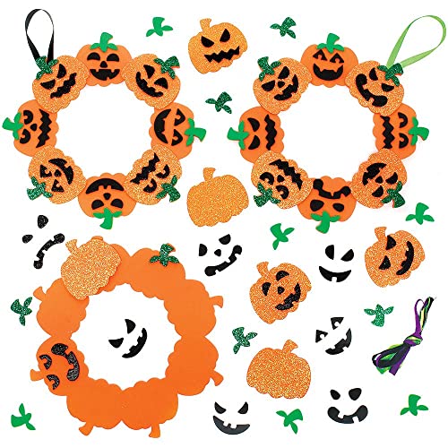 Baker Ross FX251 Kürbis Schaumstoff Kränze Bastelset-3er Pack, Halloween Kreativsets und Bastelbedarf zum Basteln und Dekorieren, Moosgummibastelsets für Kinder von Baker Ross