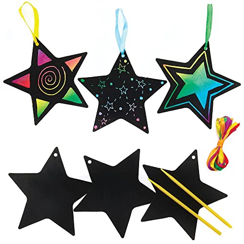 Baker Ross FX260 Stern Kratzkunst Dekorationen-12er Pack, Weihnachtsbaum Dekorationen Gravierkunst Bastelset für Kinder Baker Ross FX260 Stern Kratzkunst Dekorationen-12er Pack, Weihnachtsbaum Dekorationen Gravierkunst Bastelset für Kinder von Baker Ross
