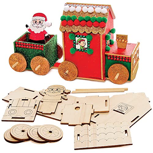 Baker Ross FX282 Weihnachtsmann Zug Bastelset aus Holz-2er Pack, Holz Kinder, Basteln an Weihnachten von Baker Ross
