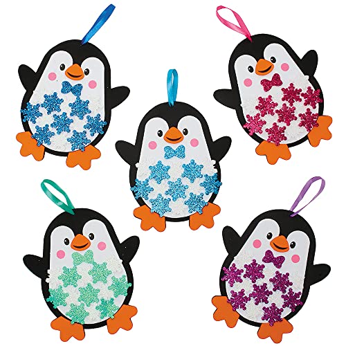 Baker Ross FX284 Pinguin Moosgummi Dekoration Bastelset-5er Pack, Weihnachtsdekoration für Kinder zum Basteln, Baumschmuck Bastelsets von Baker Ross