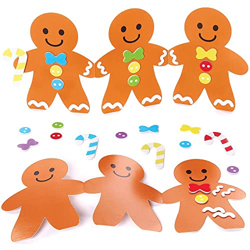 Baker Ross FX299 Lebkuchenmann Ziehharmonika Karten-6er Pack, Weihnachtskarten Basteln für Kinder, Karten für Weihnachten von Baker Ross