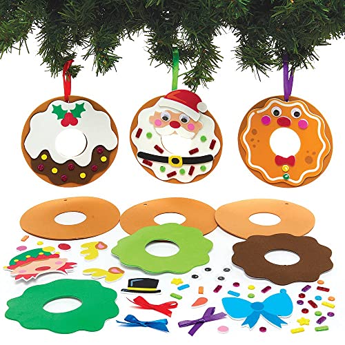 Baker Ross FX363 Donut Moosgummi Dekoration Bastelset-8er Pack, Weihnachtsdekoration für Kinder zum Basteln, Baumschmuck Bastelsets von Baker Ross