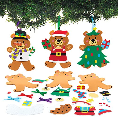 Baker Ross FX373 Bär Moosgummi Dekoration Bastelset-8er Pack, Weihnachtsdekoration für Kinder zum Basteln, Baumschmuck Bastelsets von Baker Ross