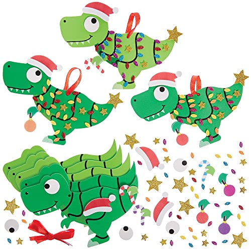 Baker Ross FX374 Tyrannosaurus Rex Moosgummi Dekoration Bastelset-8er Pack, Weihnachtsdekoration für Kinder zum Basteln, Dinosaurier Baumschmuck Bastelsets, Mittel von Baker Ross