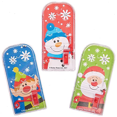 Baker Ross FX395 Mini Pinball Spiele Weihnachten - 10er Pack, Kleine Adventskalendergeschenke für Kinder, Nikolaus Geschenke für Kinder von Baker Ross
