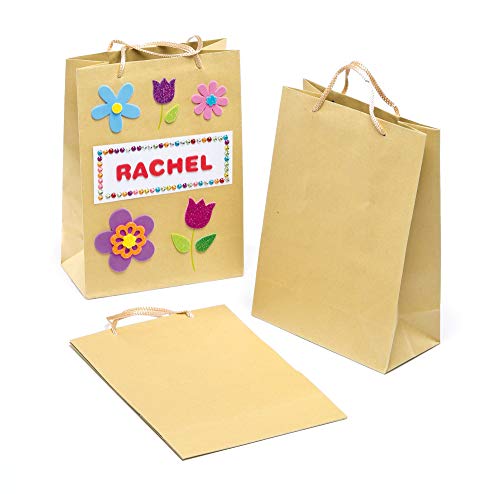 Baker Ross Geschenktüten in Naturfarben für Kindern zum Bemalen und Dekorieren - Geschenkidee - 6 Stück, 22cm x 16cm, Braun von Baker Ross