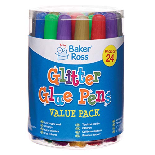 Baker Ross AR874 Ross Glitzerklebestifte für Kinder – perfekt für kreative Bastelarbeiten (24 Stück) von Baker Ross