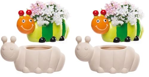 Baker Ross Keramik-Blumentöpfe „Raupe“ für Kinder zum Gestalten, Bemalen und Verzieren (2 Stück), Ceramic (Packung mit 2) von Baker Ross