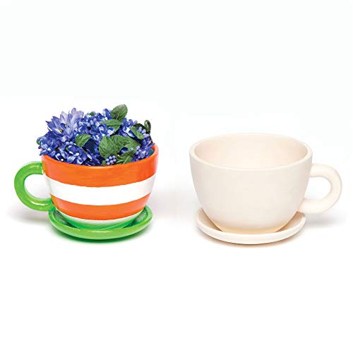 Baker Ross AC624 Keramik-Blumentöpfe Tasse & Untertasse(2 Stück), 12cmx10cmx14.3cm von Baker Ross