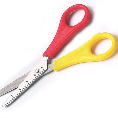 Baker Ross E3486 Kinderschere für Rechtshänder mit Linealmarkierungen Value Pack - einfach zu verwenden für Kunst und Basteln mit Kindern (8er-Pack), rot & gelb, 13cm von Baker Ross