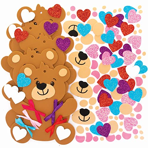 Baker Ross Love Bär Moosgummi Dekoration Bastelset - 5er Pack, Valentinstagdekoration für Kinder zum Basteln (FC415), Mittel, Verschiedene Farben von Baker Ross