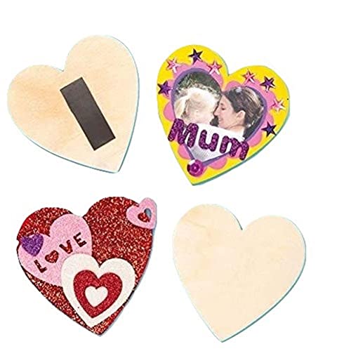 Baker Ross EF359 Magnete aus Holz-Herz-zum Gestalten und Basteln für Kinder zum Valentinstag und Muttertag (10 Stück), Holzfarben, 8 cm von Baker Ross