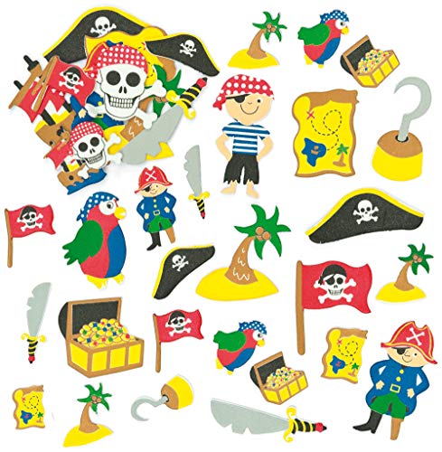 Baker Ross Moosgummi Aufkleber Piraten für Kinder zum Verzieren von Karten und Bastelprojekten (96 Stück) von Baker Ross