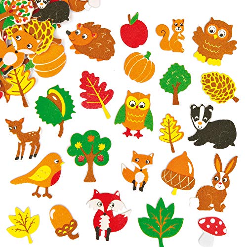 Baker Ross Moosgummi Aufkleber Waldtiere für Kinder zum Verzieren von Karten und Bastelprojekten (100 Stück) von Baker Ross