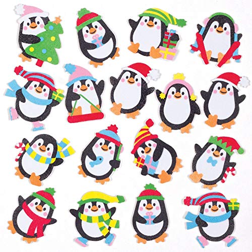 Baker Ross AT292 Pinguin-Aufkleber aus Schaumstoff, für Weihnachten, Kunst und Basteln, 120 Stück, verschiedene Designs von Baker Ross