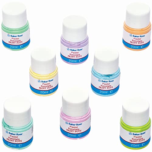 Baker Ross Porzellan Mahltöpfe in Pastell Farben - 8er Pack, Farbe für Kinder (FC346) von Baker Ross
