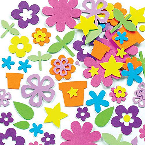 Baker Ross EK342 Schaumstoff Aufkleber Blumengarten für Kinder zum Verzieren von Karten und Bastelprojekten 200 Stück von Baker Ross