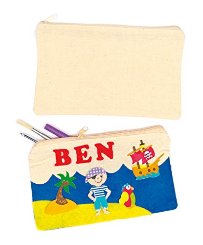 Baker Ross E6627 Ross Stoff-Federmäppchen - für Kinder zum Dekorieren - Aufbewahrung Schreibwaren - 5 Stück,21.5cm x 12cm Baker Ross E6627 Ross Stoff-Federmäppchen - für Kinder zum Dekorieren - Aufbewahrung Schreibwaren - 5 Stück,21.5cm x 12cm von Baker Ross