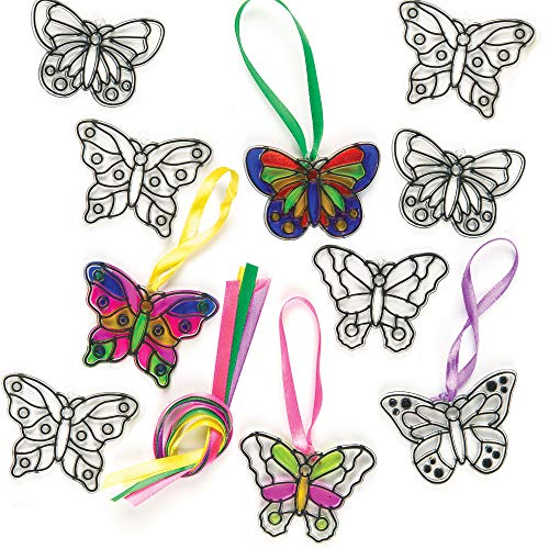 Baker Ross ET815 Ross Suncatcher-Fensterdeko „Schmetterling“ aus Acrylglas zum Basteln und Aufhängen für Kinder ideal für Frühling - 12 Stück, 7cm Farblos von Baker Ross