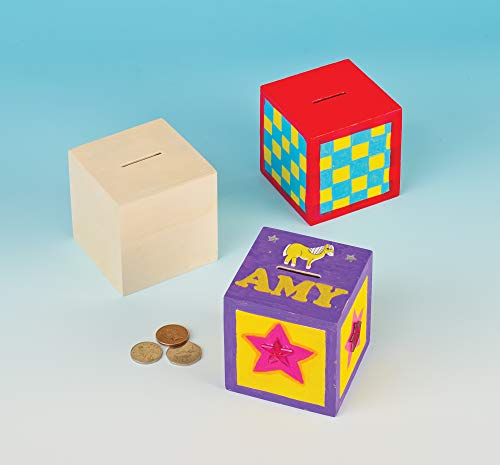 Baker Ross ET126 Ross Bastelset - Spardose aus Holz - Würfel zum Basteln und Bemalen für Kinder - als Preis und Mitgebsel für den Kindergeburtstag - 2 Stück, 8.5cm, Holzfarben Baker Ross ET126 Ross Bastelset - Spardose aus Holz - Würfel zum Basteln und Bemalen für Kinder - als Preis und Mitgebsel für den Kindergeburtstag - 2 Stück, 8.5cm, Holzfarben von Baker Ross