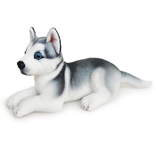 BakerMiche Stofftier Puppe Plüschtier Husky Plüschtier Simulationstierfiguren Hund Stofftier Umarmungskissen kuscheliges Stofftier Geburtstagsgeschenke für Kinder von BakerMiche