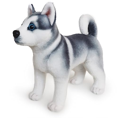 BakerMiche Stofftier Puppe Plüschtier Husky Plüschtier Simulationstierfiguren Hund Stofftier Umarmungskissen kuscheliges Stofftier Geburtstagsgeschenke für Kinder von BakerMiche