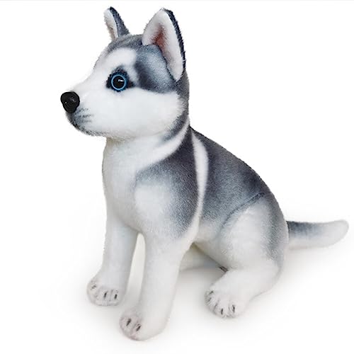 BakerMiche Stofftier Puppe Plüschtier Husky Plüschtier Simulationstierfiguren Hund Stofftier Umarmungskissen kuscheliges Stofftier Geburtstagsgeschenke für Kinder von BakerMiche