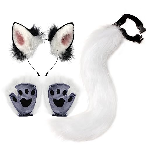 Kunstfell Fuchs Katzenohren Stirnband Schwanz Handschuhe Set – süßes Katzenkostüm pelzige Ohren Schwanz und Pfoten Tierkostüm Verkleidung Halloween Weihnachten Karneval Cosplay Bühnenkostüm Kunstfell Fuchs Katzenohren Stirnband Schwanz Handschuhe Set – süßes Katzenkostüm pelzige Ohren Schwanz und Pfoten Tierkostüm Verkleidung Halloween Weihnachten Karneval Cosplay Bühnenkostüm von BakerMiche